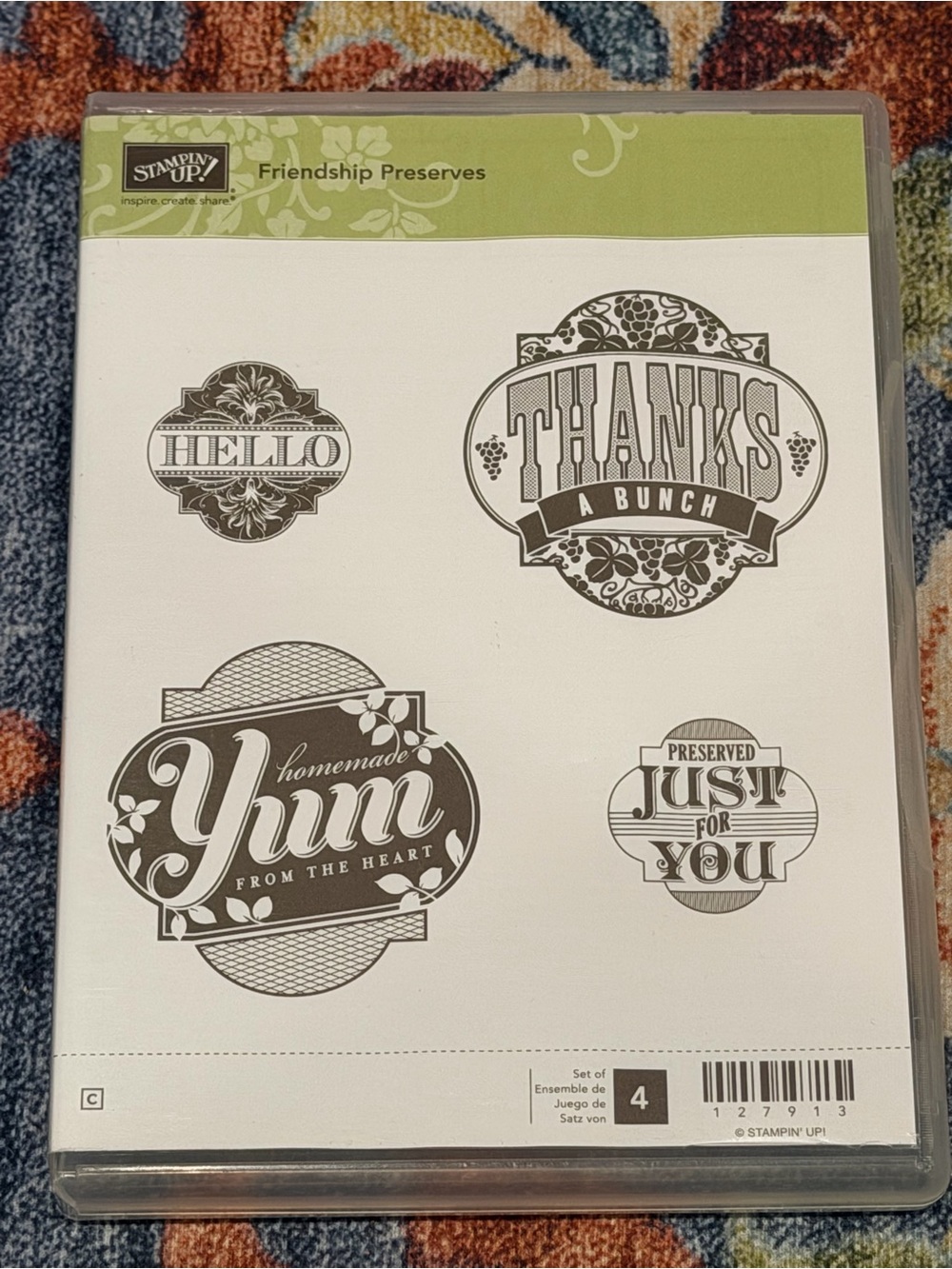 Stampin' Up! Friendship Preserves Clear Stamp Set - Green and White